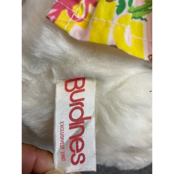 BURDINES VINTAGE FLORIDA PLUSH TEDDY BEAR Vintage 1987 in Flamingo Dress White - Picture 4 of 6